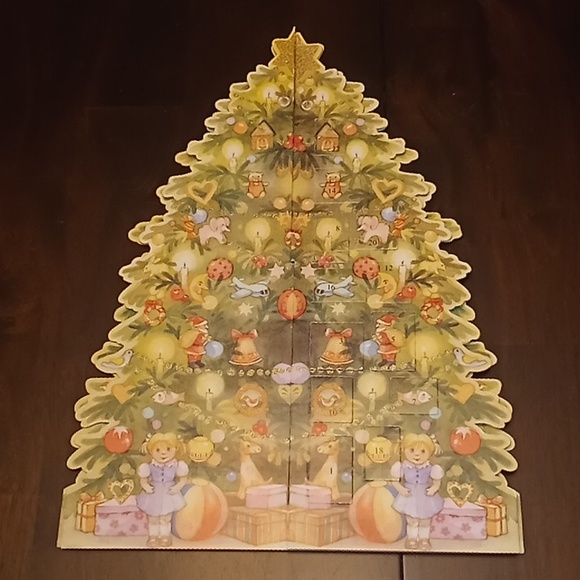 Vintage Advant Calendar Holiday Stand Up Christmas Tree - Picture 8 of 16